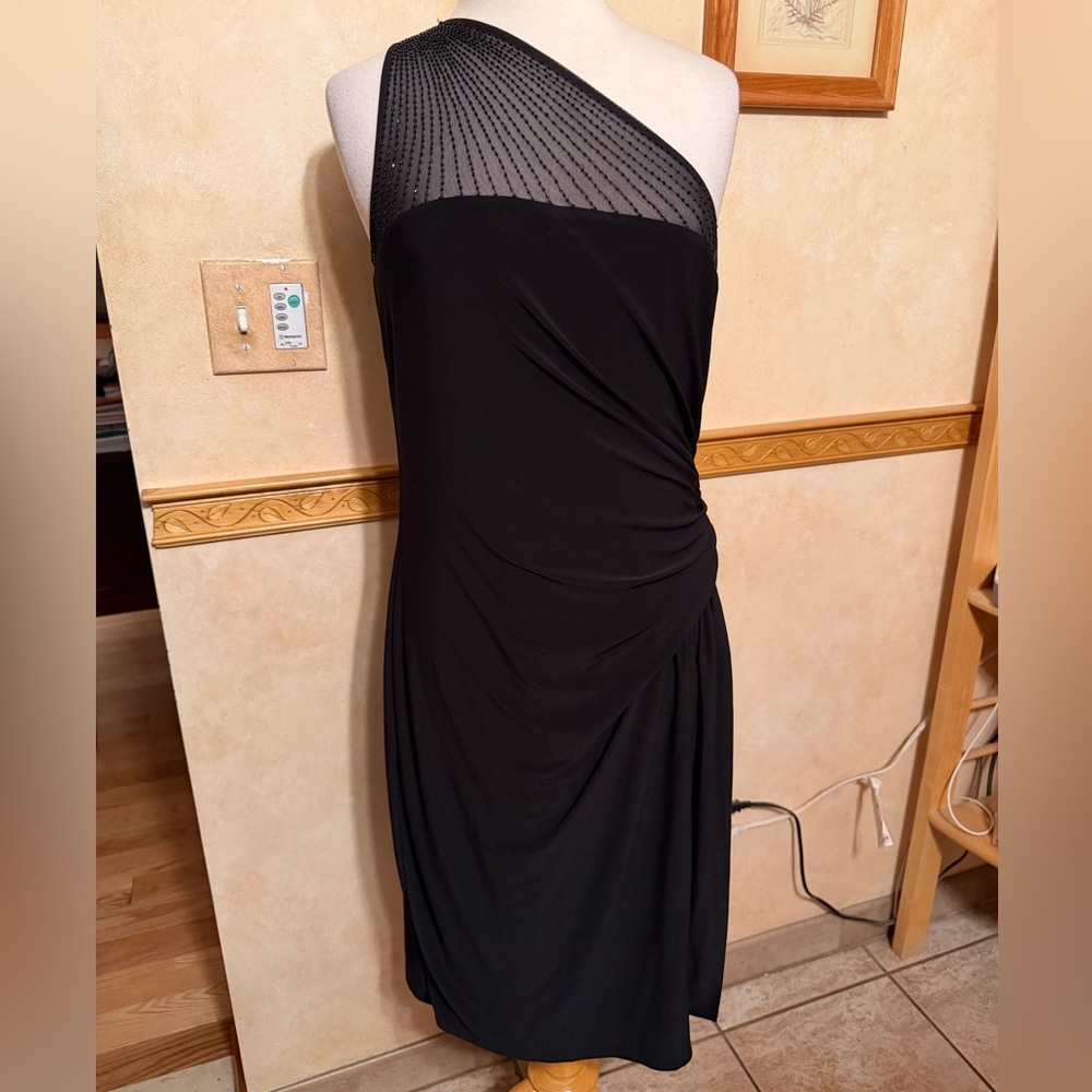 Lauren Ralph Lauren Black One-Shoulder Evening Dress size 8